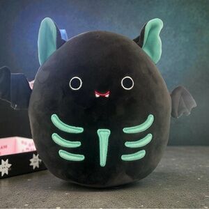 Squishmallows Black and Teal Harlow Bat Skeleton Plush- 8”